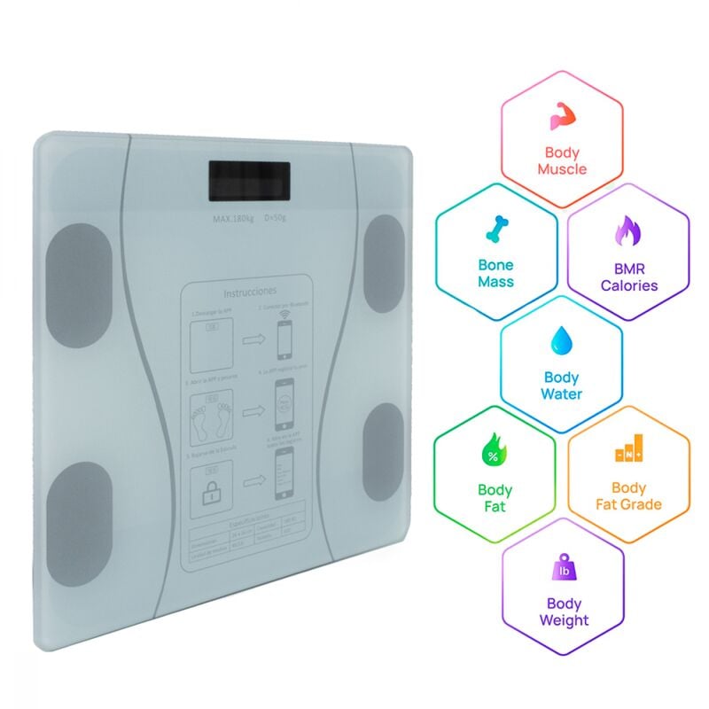 Pèse-personne numérique intelligent 701333 Mesure de la graisse avec application Couleur: Noir