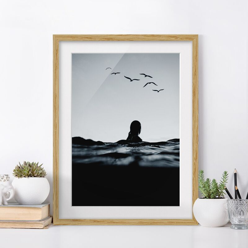 

Póster enmarcado - Acqua calma Dimensión LxA: 24cm x 18cm, Marco: Roble