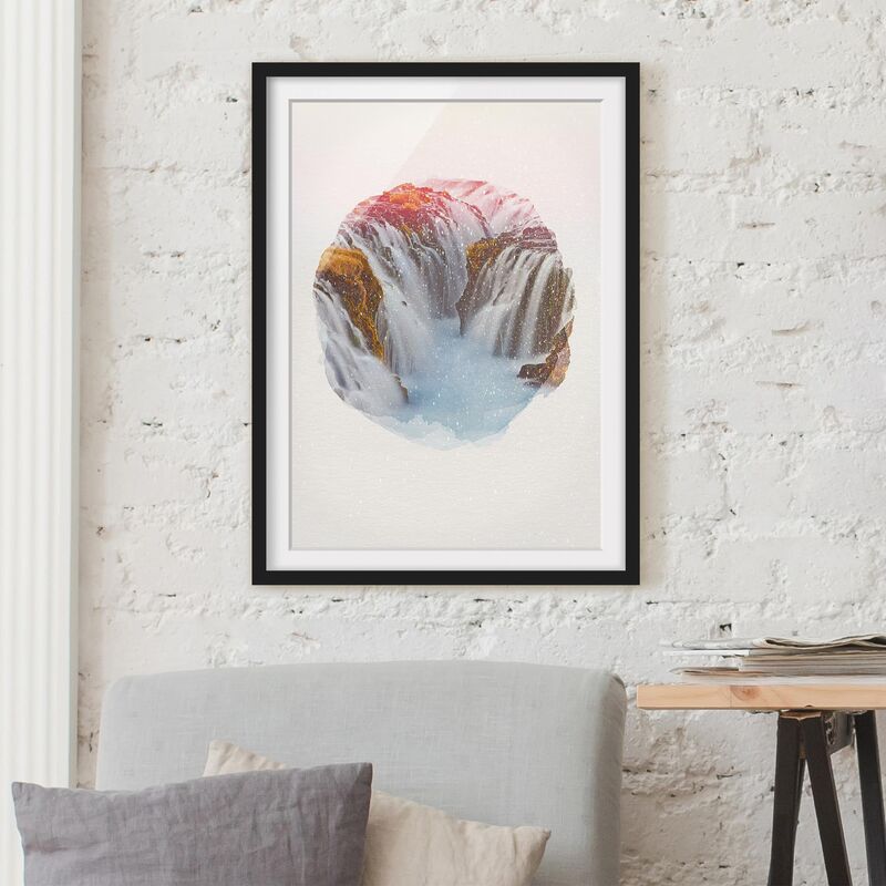 

Póster enmarcado - Acquarelli - Bruarfoss cascata in Islanda Dimensión LxA: 55cm x 40cm, Marco: Negro
