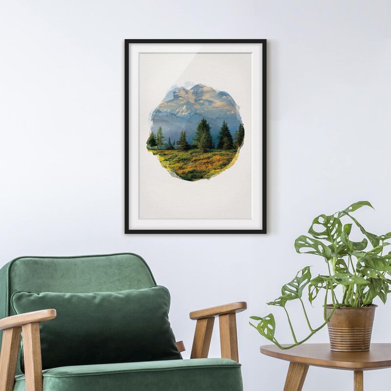 

Póster enmarcado - Acquarelli - Emosson Wallis Svizzera Dimensión LxA: 24cm x 18cm, Marco: Negro