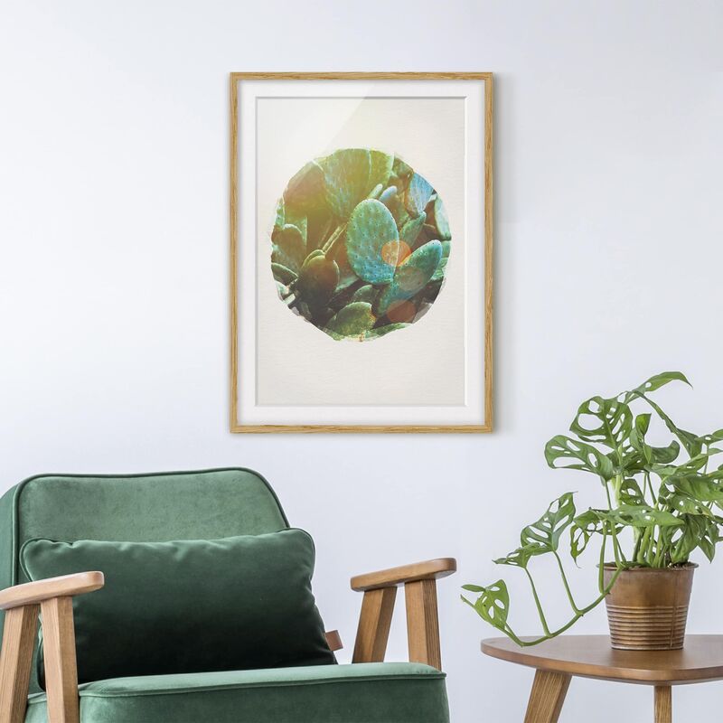 

Póster enmarcado - Acquarelli - Fico d'India Dimensión LxA: 40cm x 30cm, Marco: Roble