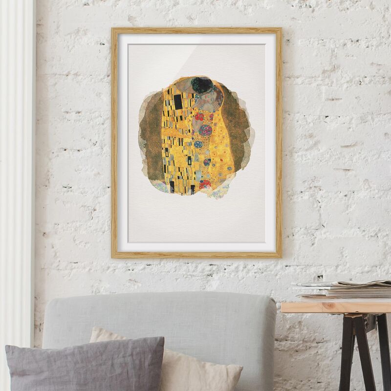 

Póster enmarcado - Acquarelli - Gustav Klimt - The Kiss Dimensión LxA: 24cm x 18cm, Marco: Roble