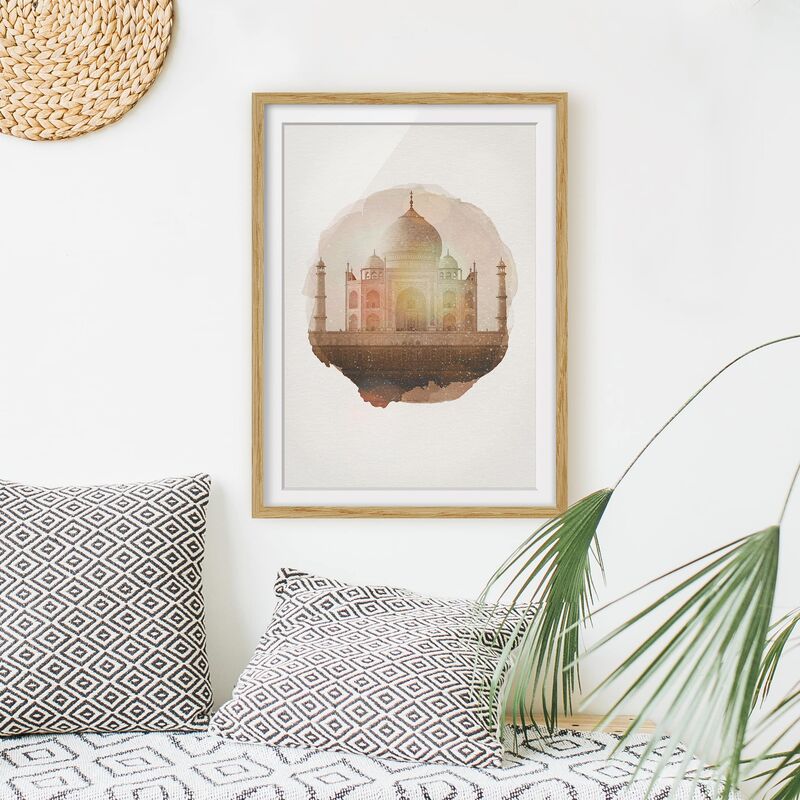 

Póster enmarcado - Acquarelli - Taj Mahal Dimensión LxA: 55cm x 40cm, Marco: Roble