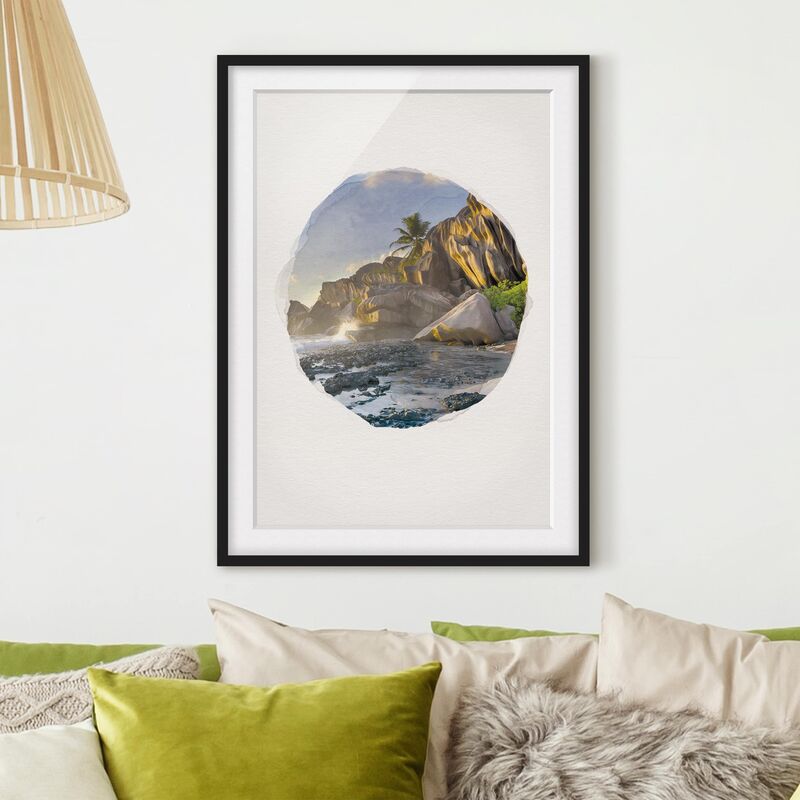 

Póster enmarcado - Acquarelli - Tramonto Sulla Islanda Paradise Dimensión LxA: 100cm x 70cm, Marco: Negro