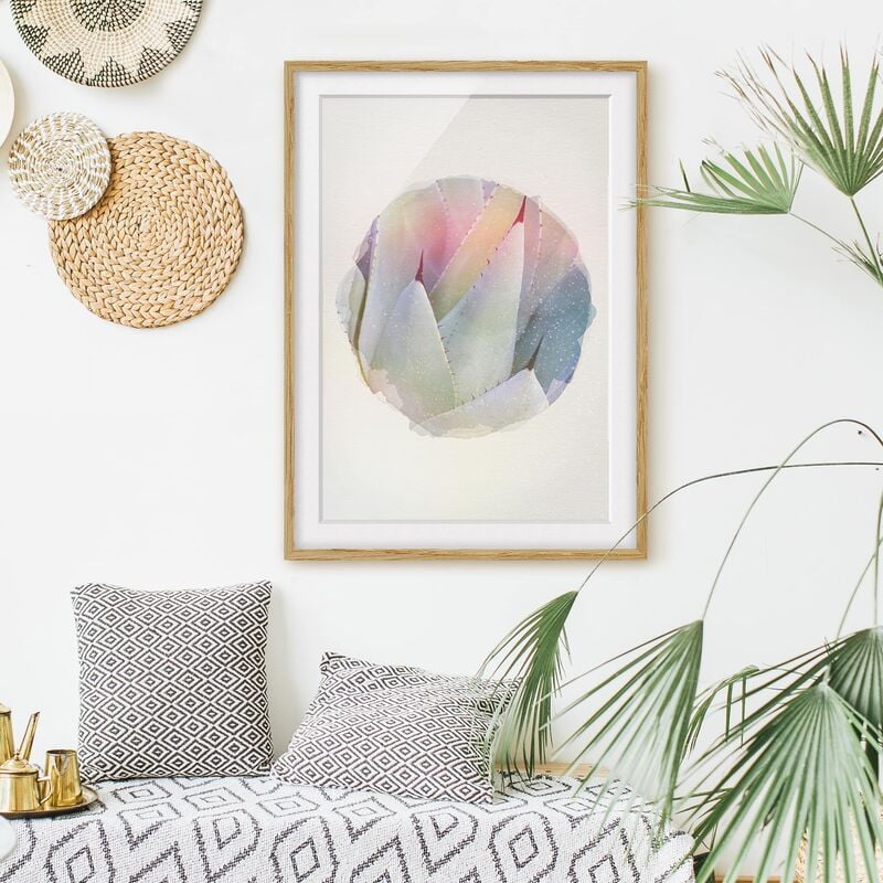 

Póster enmarcado - Acquerelli - Agave Dimensión LxA: 55cm x 40cm, Marco: Roble