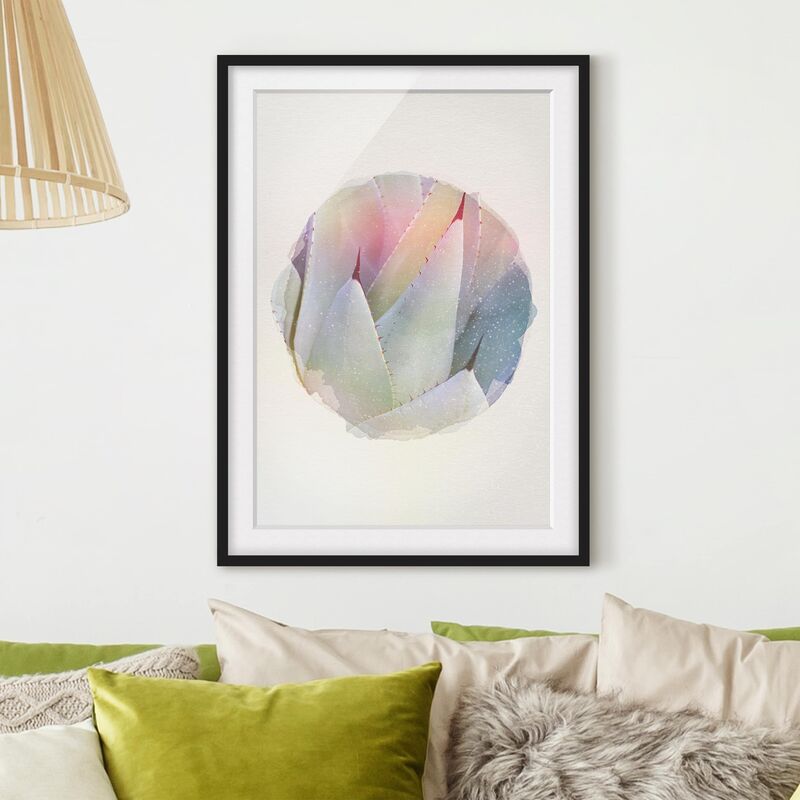 

Póster enmarcado - Acquerelli - Agave Dimensión LxA: 55cm x 40cm, Marco: Negro