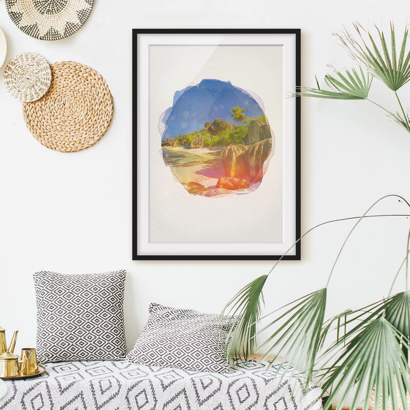 

Póster enmarcado - Acquerelli - Dream Beach Seychelles Dimensión LxA: 40cm x 30cm, Marco: Negro