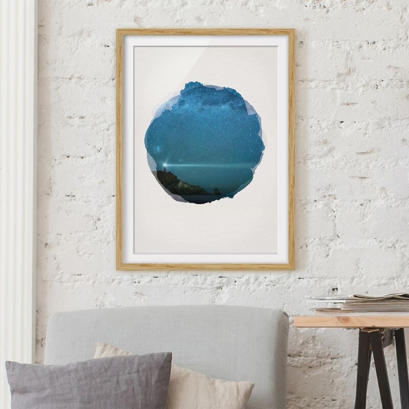 

Póster enmarcado - Acquerelli - Faro Dimensión LxA: 40cm x 30cm, Marco: Roble