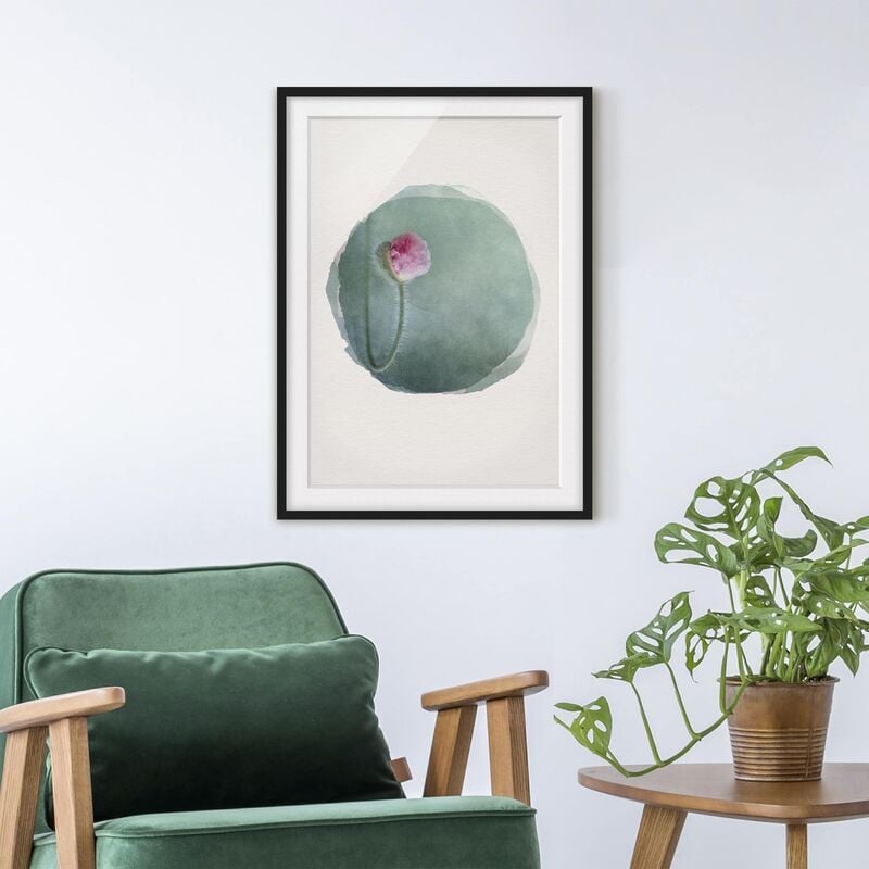 

Póster enmarcado - Acquerelli - Fiore In Rosa Dimensión LxA: 55cm x 40cm, Marco: Negro