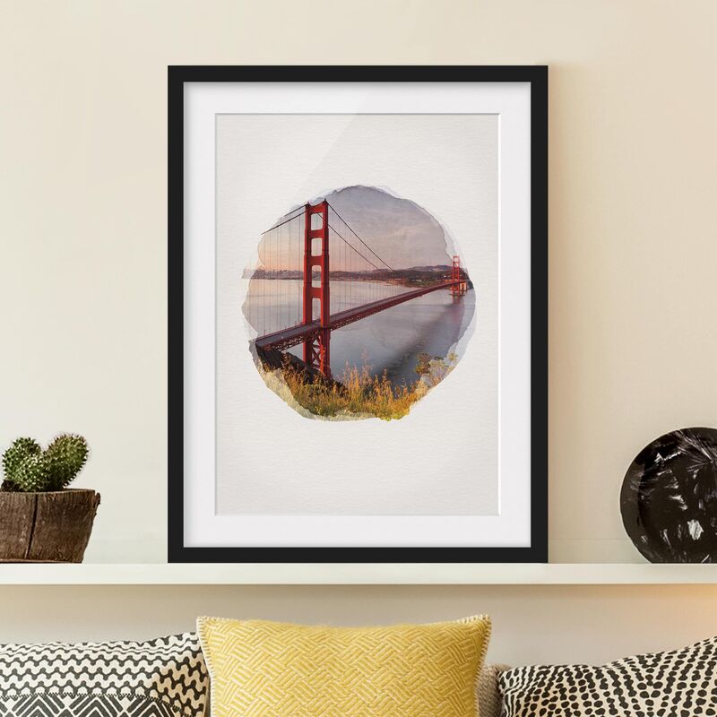 

Póster enmarcado - Acquerelli - Golden Gate Bridge di San Francisco Dimensión LxA: 24cm x 18cm, Marco: Negro