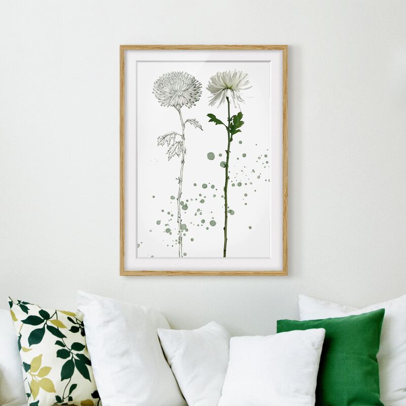 

Póster enmarcado - Acquerello Botanico - Dandelion Dimensión LxA: 55cm x 40cm, Marco: Roble