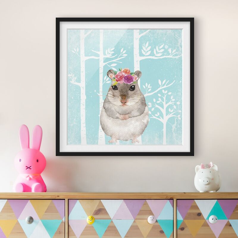 

Póster enmarcado - Acquerello Hamster Turchese Dimensión LxA: 50cm x 50cm, Marco: Negro