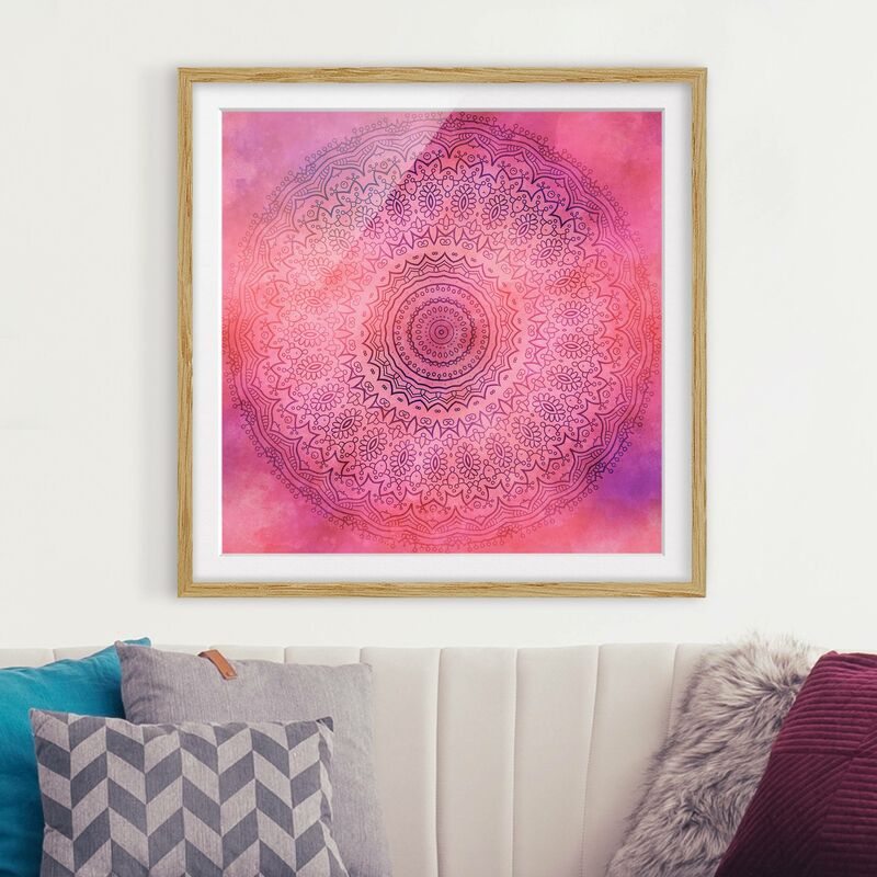 

Póster enmarcado - Acquerello Mandala Rosa Viola Dimensión LxA: 30cm x 30cm, Marco: Roble