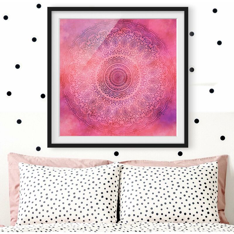 

Póster enmarcado - Acquerello Mandala Rosa Viola Dimensión LxA: 50cm x 50cm, Marco: Negro