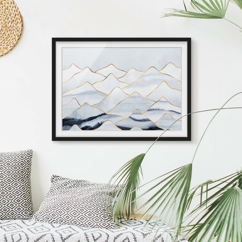 

Póster enmarcado - Acquerello Monti oro bianco Dimensión LxA: 30cm x 40cm, Marco: Negro
