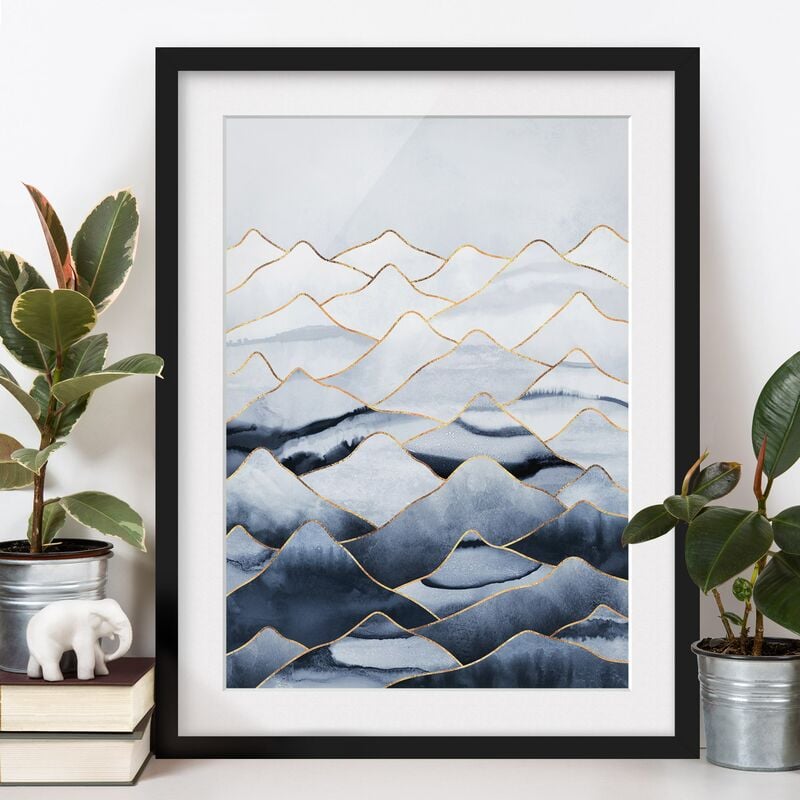 

Póster enmarcado - Acquerello Monti oro bianco Dimensión LxA: 55cm x 40cm, Marco: Negro
