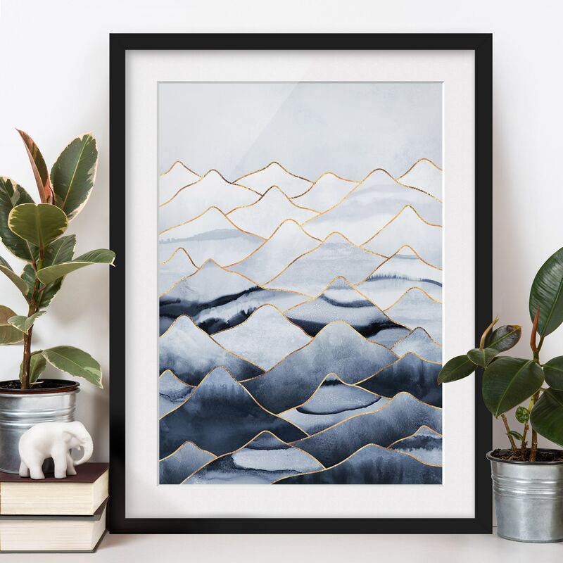 

Póster enmarcado - Acquerello Monti oro bianco Dimensión LxA: 24cm x 18cm, Marco: Negro