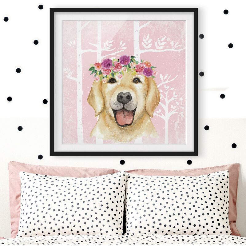 

Póster enmarcado - Acquerello Retriever Rosa Dimensión LxA: 30cm x 30cm, Marco: Negro