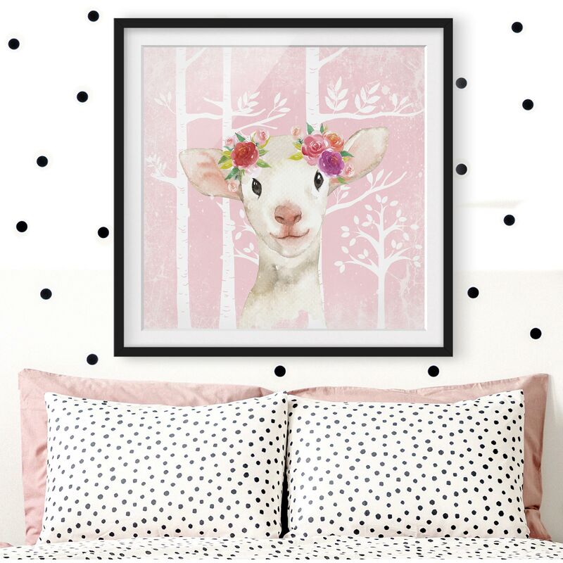 

Póster enmarcado - Acquerello Rosa Sheep Dimensión LxA: 70cm x 70cm, Marco: Negro