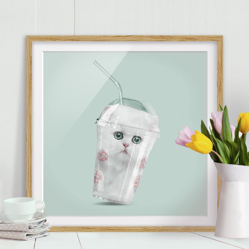 

Póster enmarcado - Agitare Con Gatto Dimensión LxA: 50cm x 50cm, Marco: Roble