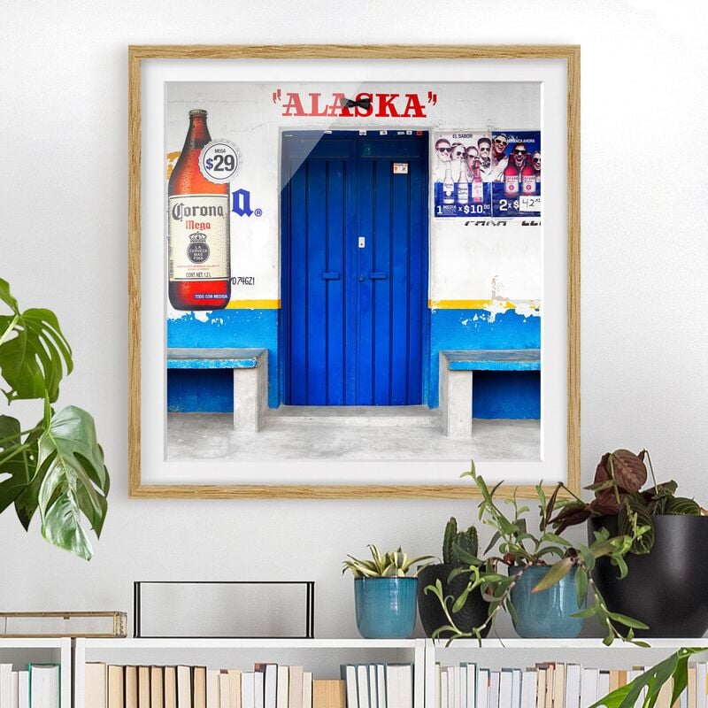 

Póster enmarcado - Alaska Blue Bar Dimensión LxA: 30cm x 30cm, Marco: Roble
