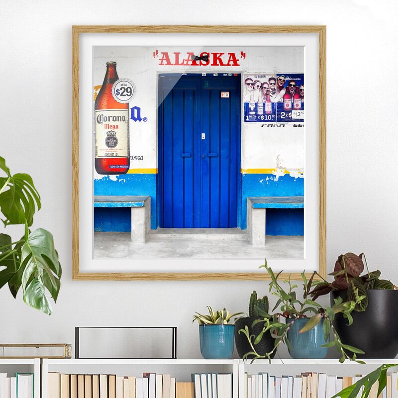 

Póster enmarcado - Alaska Blue Bar Dimensión LxA: 70cm x 70cm, Marco: Roble