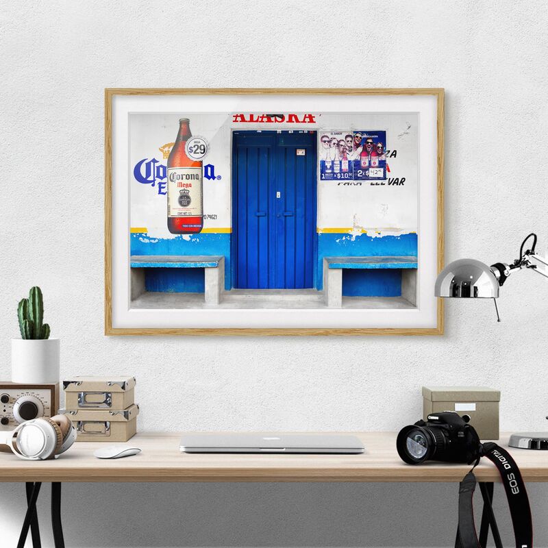 

Póster enmarcado - ALASKA Blue Bar Dimensión LxA: 40cm x 55cm, Marco: Roble