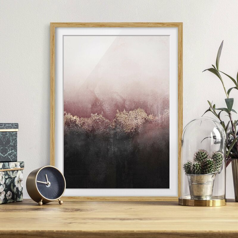 

Póster enmarcado - Alba Dorata Rosa Dimensión LxA: 55cm x 40cm, Marco: Roble