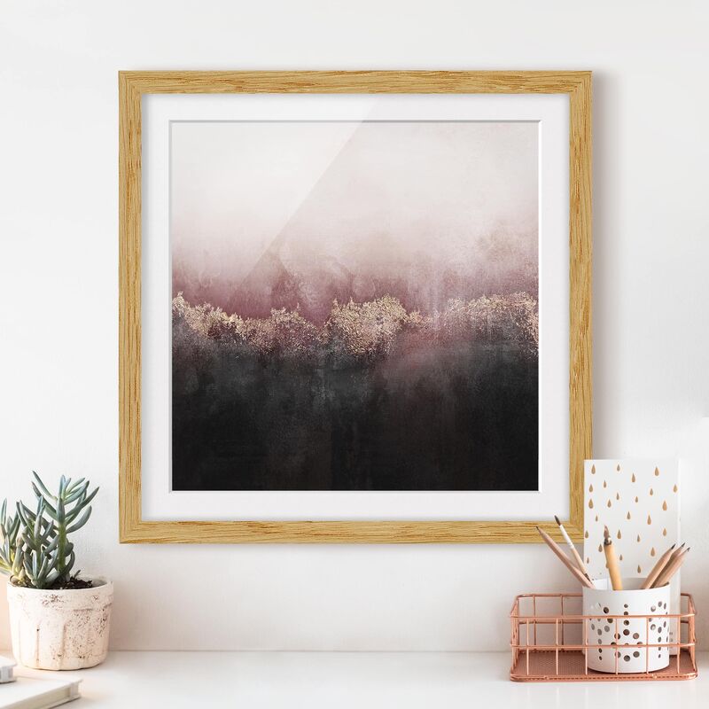 

Póster enmarcado - Alba Dorata Rosa Dimensión LxA: 20cm x 20cm, Marco: Roble