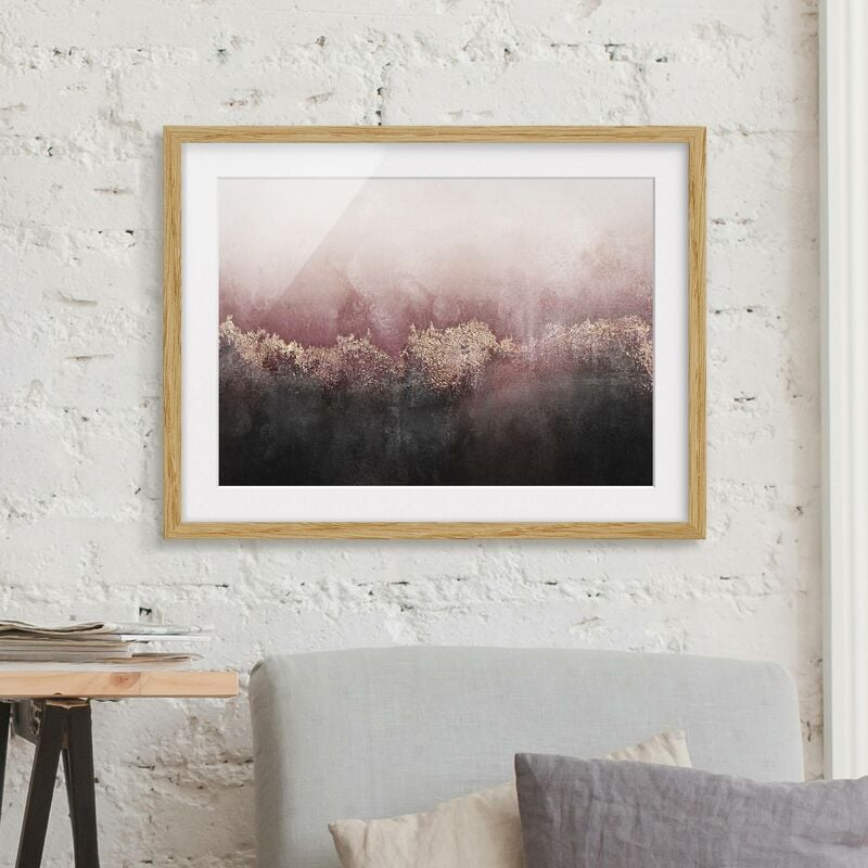 

Póster enmarcado - Alba Dorata Rosa Dimensión LxA: 40cm x 55cm, Marco: Roble