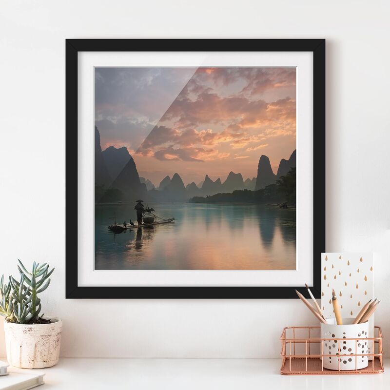 

Póster enmarcado - Alba sul fiume cinese Dimensión LxA: 70cm x 70cm, Marco: Negro