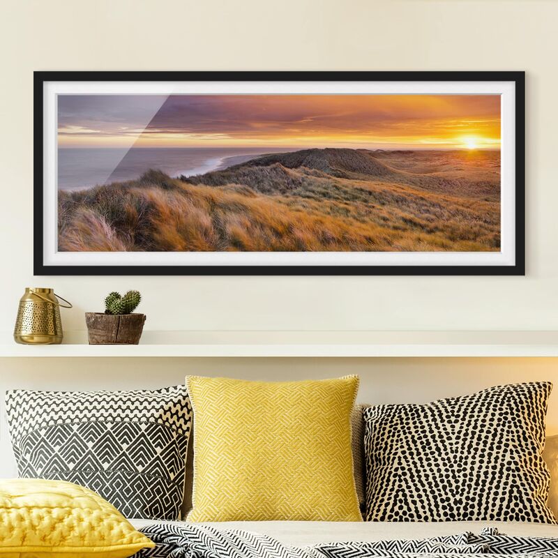 

Póster enmarcado - Alba Sulla Spiaggia Sull'Isola Di Sylt Dimensión LxA: 30cm x 75cm, Marco: Negro