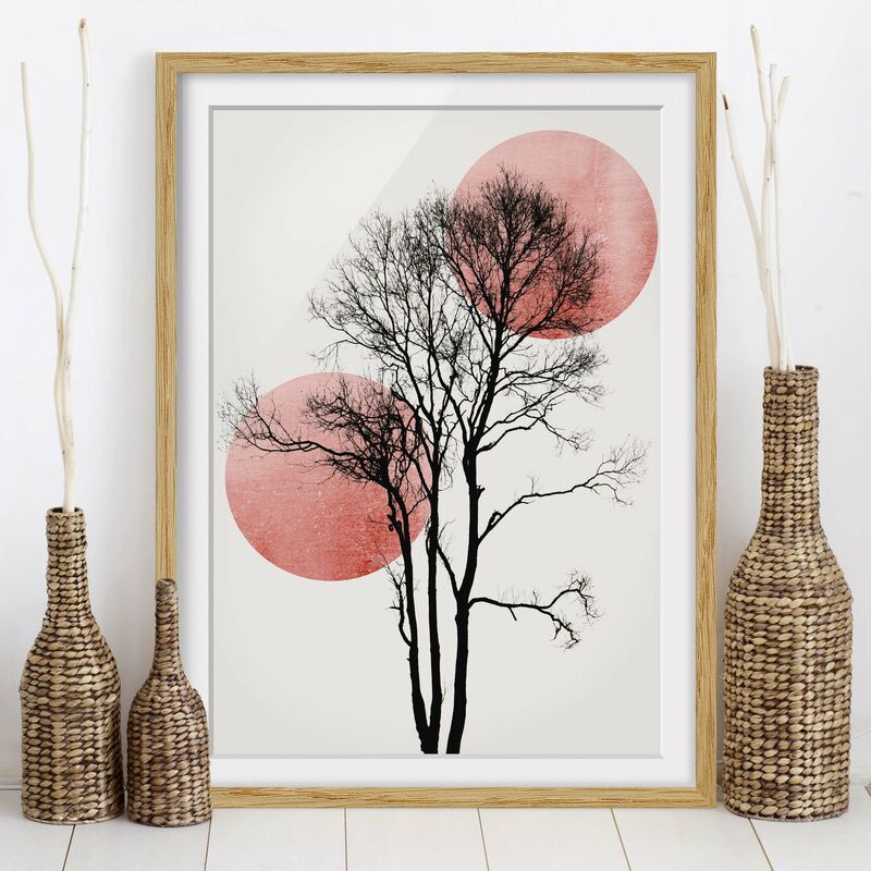 

Póster enmarcado - Albero nel cielo notturno Dimensión LxA: 70cm x 50cm, Marco: Roble