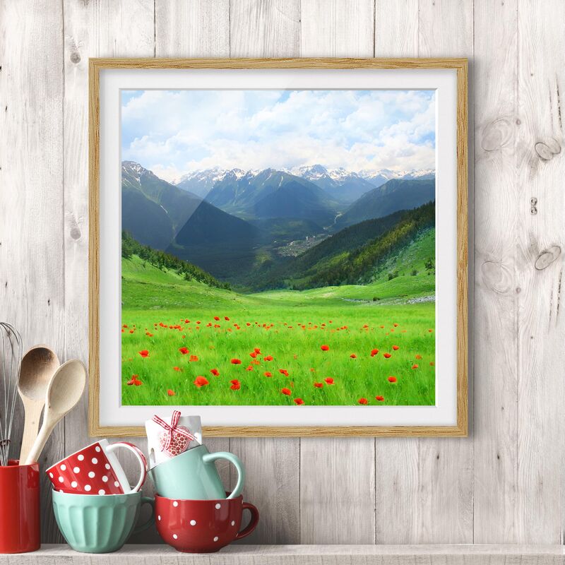 

Póster enmarcado - Alpine Meadow Dimensión LxA: 70cm x 70cm, Marco: Roble