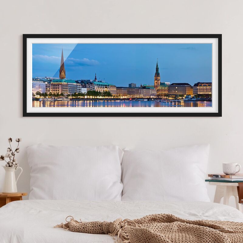 

Póster enmarcado - Amburgo Orizzonte Dimensión LxA: 30cm x 75cm, Marco: Negro