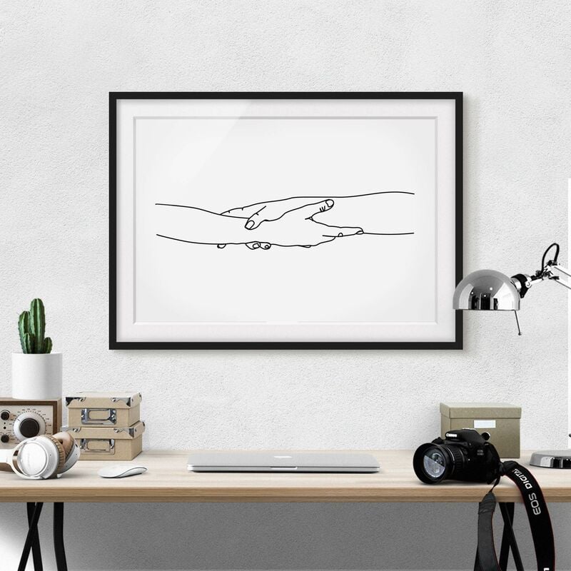 

Póster enmarcado - Amichevole Mani Line Art Dimensión LxA: 18cm x 24cm, Marco: Negro