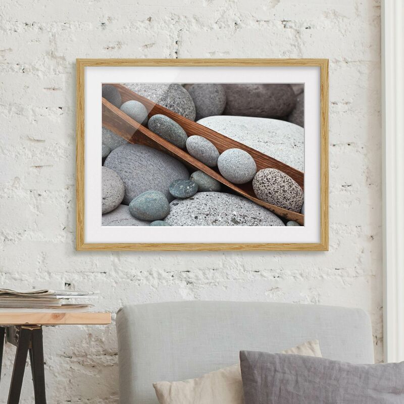 

Póster enmarcado - Ancora Vita Con Grey Stones Dimensión LxA: 40cm x 55cm, Marco: Roble