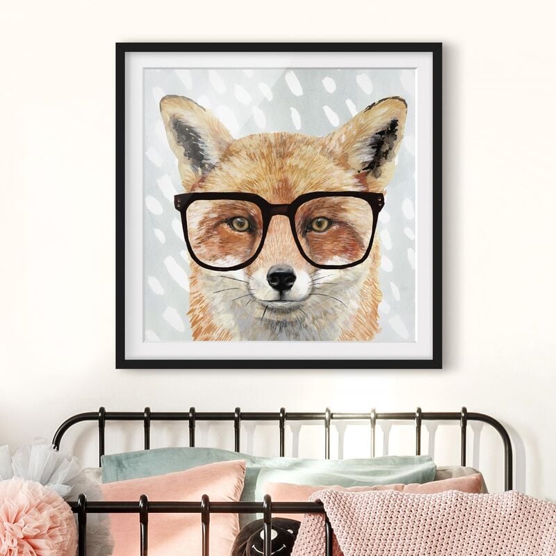 

Póster enmarcado - Animals With Glasses - Fox Dimensión LxA: 50cm x 50cm, Marco: Negro