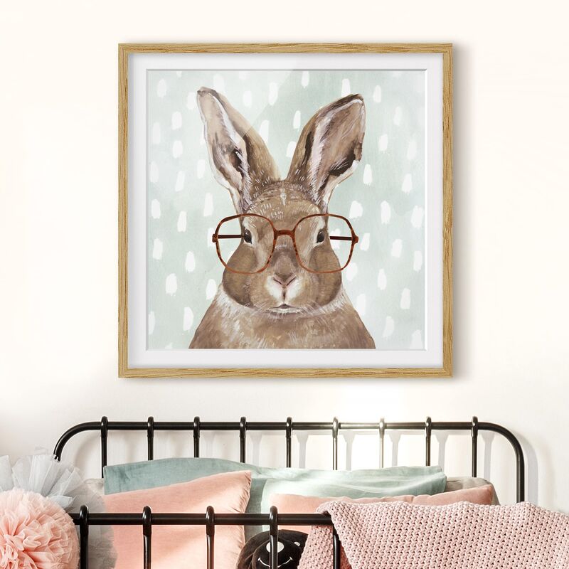 

Póster enmarcado - Animals With Glasses - Rabbit Dimensión LxA: 50cm x 50cm, Marco: Roble