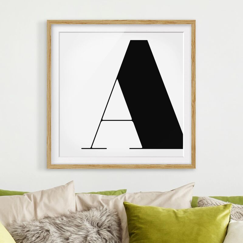 

Póster enmarcado - Antiqua Letter A Dimensión LxA: 50cm x 50cm, Marco: Roble