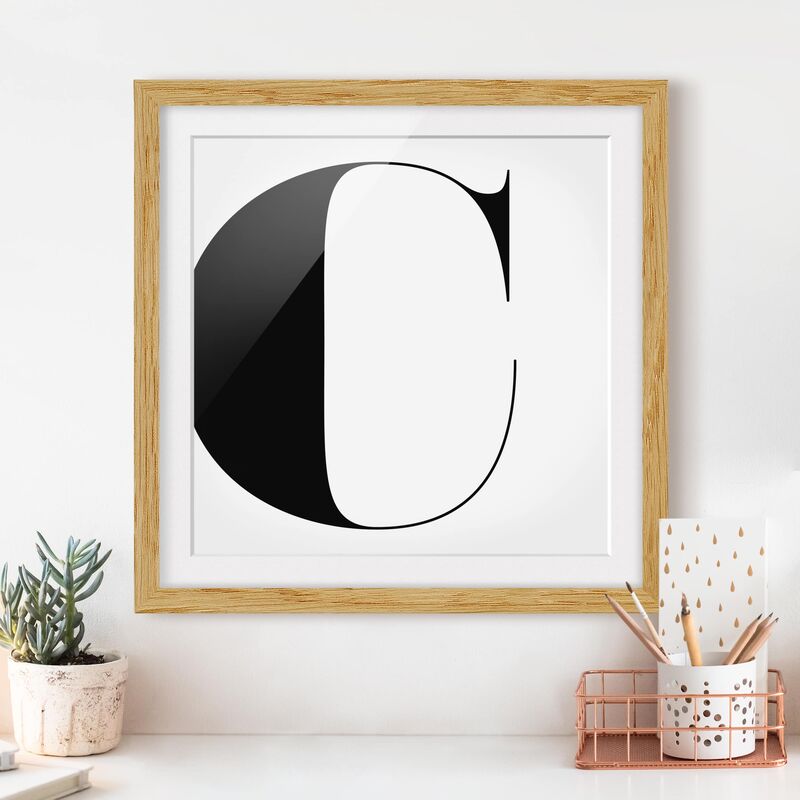 

Póster enmarcado - Antiqua Letter C Dimensión LxA: 50cm x 50cm, Marco: Roble