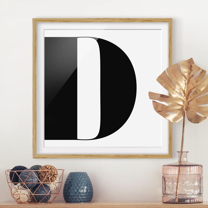 

Póster enmarcado - Antiqua Letter D Dimensión LxA: 70cm x 70cm, Marco: Roble