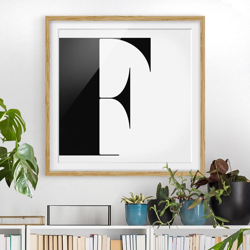 

Póster enmarcado - Antiqua Letter F Dimensión LxA: 30cm x 30cm, Marco: Roble