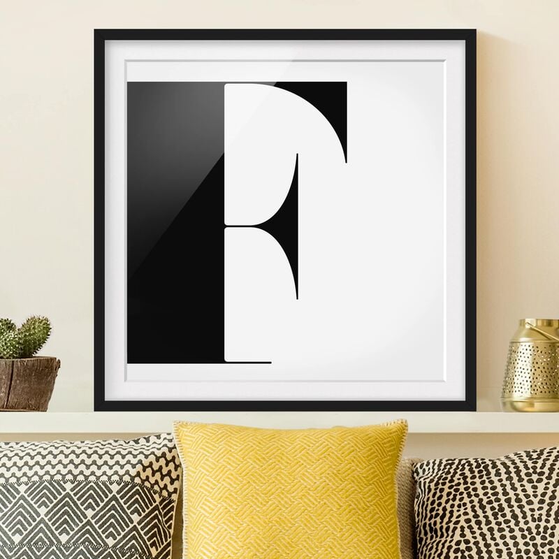 

Póster enmarcado - Antiqua Letter F Dimensión LxA: 70cm x 70cm, Marco: Negro