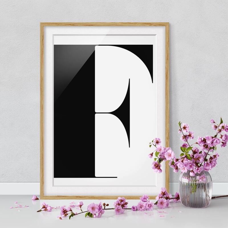 

Póster enmarcado - Antiqua Letter F Dimensión LxA: 24cm x 18cm, Marco: Roble