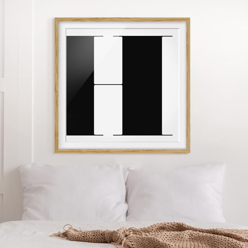 

Póster enmarcado - Antiqua Letter H Dimensión LxA: 50cm x 50cm, Marco: Roble