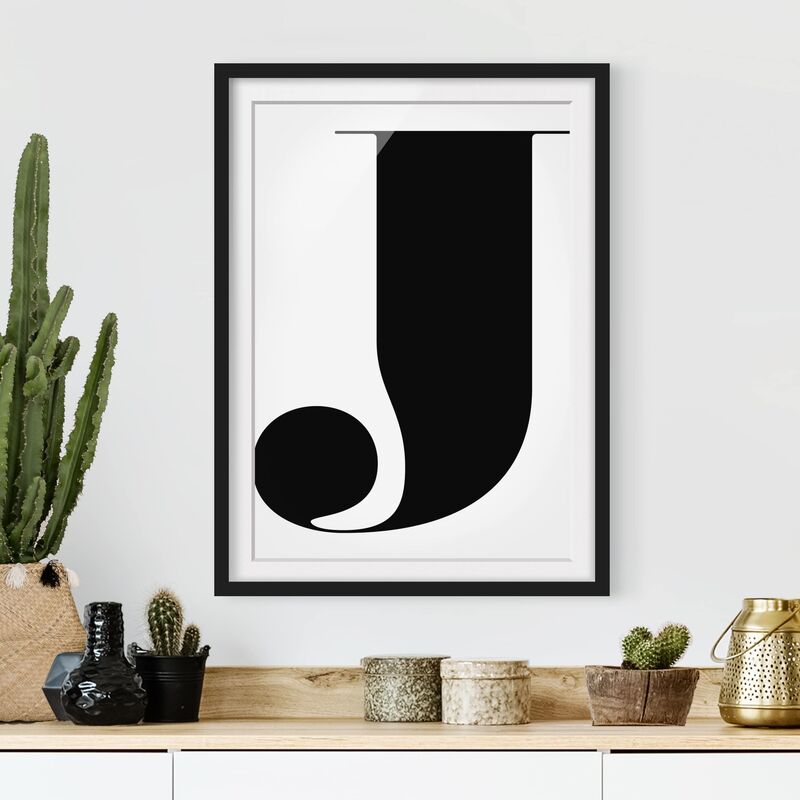

Póster enmarcado - Antiqua Letter J Dimensión LxA: 24cm x 18cm, Marco: Negro