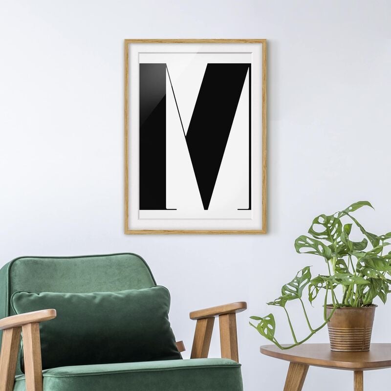 

Póster enmarcado - Antiqua Letter M Dimensión LxA: 70cm x 50cm, Marco: Roble