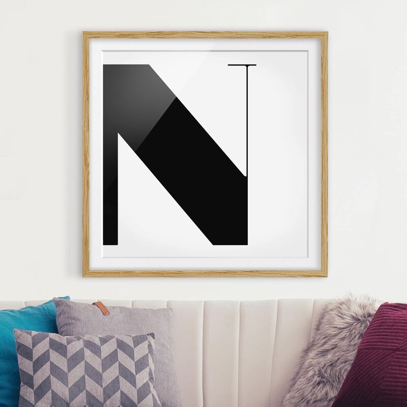 

Póster enmarcado - Antiqua Letter N Dimensión LxA: 20cm x 20cm, Marco: Roble