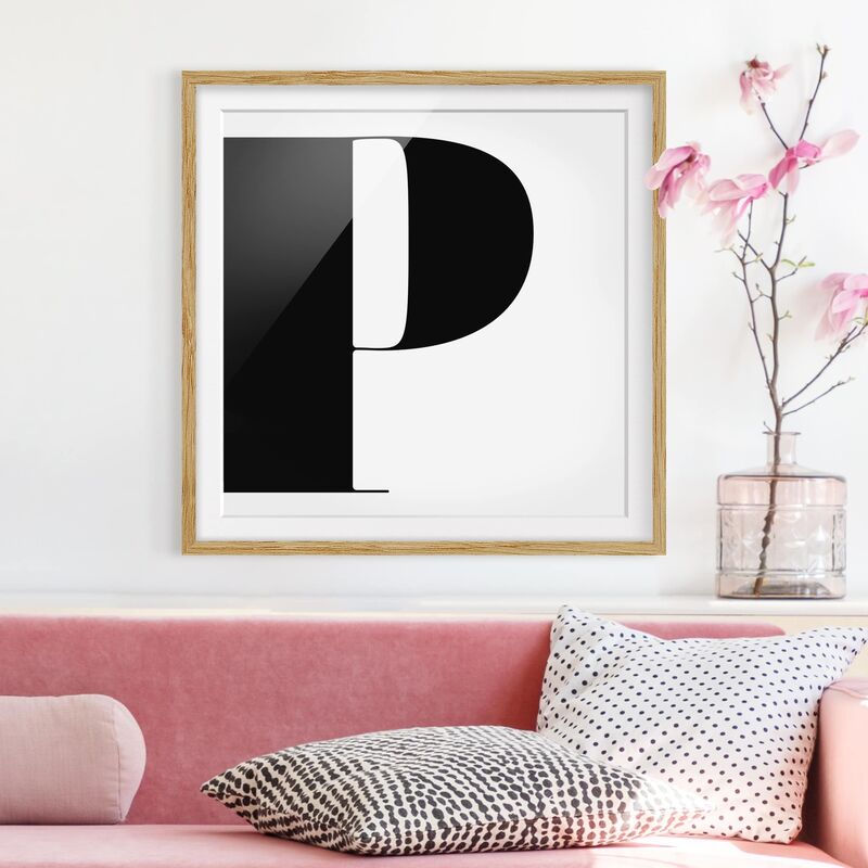 

Póster enmarcado - Antiqua Letter P Dimensión LxA: 50cm x 50cm, Marco: Roble